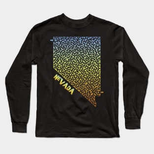Nevada State Outline Maze & Labyrinth Long Sleeve T-Shirt